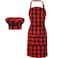 SATINIOR 2 Pcs Chef Costume for Women Men Chef Hat Apron Set for Adult Baker Apron Hat for Cooking CosplayRed BlackPlaid Style