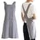 NEWGEM Japanese Linen Cross Back Kitchen Cooking Aprons for Men with Pockets for Baking Painting Gardening Cleaning Gray