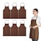LOYHUANG Total 6PCS Brown Bib Apron Adult with 2 Pockets for Women Men Chef Cooking Kitchen 6 Brown