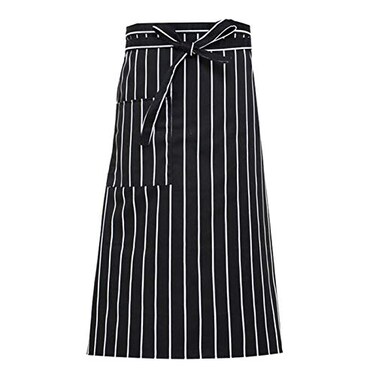 iFly US Waist Aprons for Men Women Chef Half Apron Server Apron in Black White Pinstripe