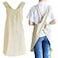 NEWGEM Japanese Linen Cross Back Kitchen Cooking Aprons for Women with Pockets Cute for Baking Painting Gardening Cleaning Khaki