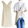 NEWGEM Japanese Linen Cross Back Kitchen Cooking Aprons for Women with Pockets Cute for Baking Painting Gardening Cleaning Khaki
