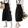 NEWGEM Cotton Linen Cross Back Apron for Women with Pockets for Cooking Baking Black without Waist Ties
