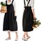 NEWGEM Cotton Linen Cross Back Apron for Women with Pockets for Cooking Baking Black without Waist Ties