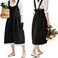 NEWGEM Cotton Linen Cross Back Apron for Women with Pockets for Cooking Baking Black without Waist Ties