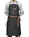 DingSay Trendy Denim Chef Apron with Pockets Mens Womens Professional Kitchen Bib Black Apron for Cooking Grill BBQ Server with Towel Loop and Adjustable Neck Straps