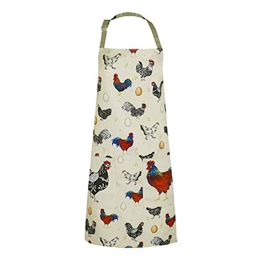 RosieLily Rooster Apron Cute Chicken Apron for Women Beige with Pockets for Cooking Baking Gardening Gifts