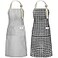 NLUS 2 Pack Kitchen Cooking Aprons Adjustable Bib Waterproof Chef Apron with 2 Pockets for Men WomenGrey StripeBlack Plaid