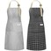 NLUS 2 Pack Kitchen Cooking Aprons Adjustable Bib Waterproof Chef Apron with 2 Pockets for Men WomenGrey StripeBlack Plaid