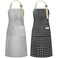 NLUS 2 Pack Kitchen Cooking Aprons Adjustable Bib Waterproof Chef Apron with 2 Pockets for Men WomenGrey StripeBlack Plaid