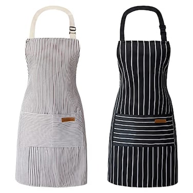 ATROPOS 2 Pieces Aprons for Women with Pockets Aprons for Men Womens Kitchen Apron Cooking Apron Adjustable Bib Chef ApronUnisex