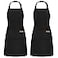 ATROPOS 2 Pack Black Adjustable Bib Cooking Apron Waterdrop Resistant with 2 Pockets Aprons for Men Women Suit for Kitchen And Outdoor BBQ 358IN x 268IN Black
