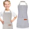 Jiuguva 2 Pcs Kids Apron Adjustable Cotton Toddler Cooking Stripe Chef Apron with 2 Pockets for Children BakingBlue Brown