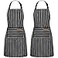 NLUS 2 Pack Cooking Aprons for Women with Pockets Adjustable Kitchen Bib Aprons for Women Men Chef BlackWhite Stripe Classic BlackWhite Stripes