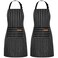 NLUS 2 Pack Cooking Aprons for Women with Pockets Adjustable Kitchen Bib Aprons for Women Men Chef BlackWhite Stripe Classic BlackWhite Stripes