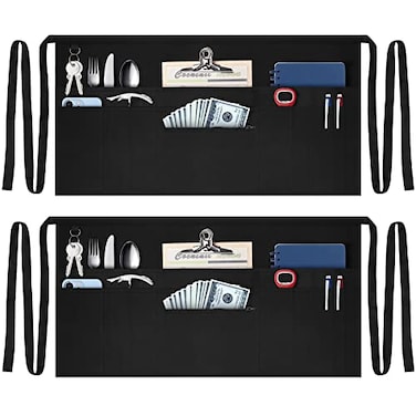 NLUS Server Aprons with 8 Pockets Water Oil Stain Resistant Waitress Waiter Waist Aprons PolyCotton Bistro Apron for Women Men 24 X 12 inch