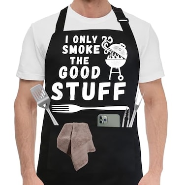 Ougher Funny Aprons for Men BBQ Dad Apron with 2 Pockets Adjustable Neck Strap Cooking Grill Kitchen ApronsCool Father Birthday Christmas Gifts for Guys Dad Husband