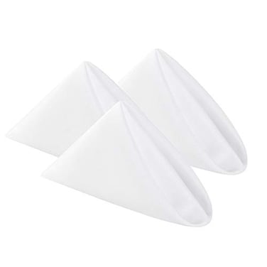 Cupuamon Cloth Napkins 17x17 inch Washable Polyester Dinner Napkins Soft Table Napkins for Wedding Party Dining BanquetWhite12PCS