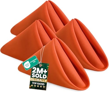 Utopia Home 24 Pack Orange Cloth Napkins 17x17 Inches 100 Polyester Hemmed Edges Washable and Reusable Ideal for Halloween Thanksgiving Parties Weddings and Dinners