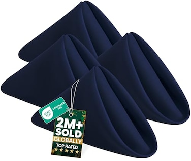 Utopia Home 24 Pack Navy Blue Cloth Napkins 17x17 Inches 100 Polyester Hemmed Edges Washable and Reusable Ideal for Parties Weddings and Dinners