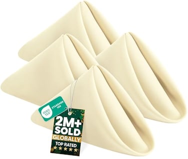 Utopia Home 24 Pack Ivory Cloth Napkins 17x17 Inches 100 Polyester Hemmed Edges Washable and Reusable Ideal for Parties Weddings and Dinners