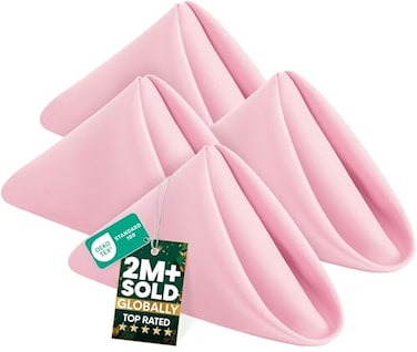 Utopia Home 24 Pack Pink Cloth Napkins 17x17 Inches 100 Polyester Hemmed Edges Washable and Reusable Ideal for Parties Weddings and Dinners