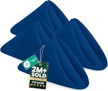Utopia Home 24 Pack Royal Blue Cloth Napkins 17x17 Inches 100 Polyester Hemmed Edges Washable and Reusable Ideal for Parties Weddings and Dinners