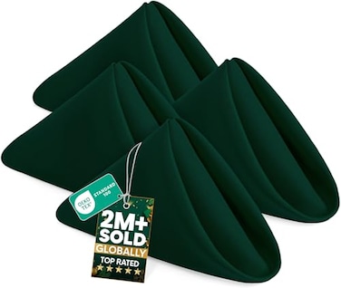 Utopia Home 24 Pack Hunter Green Cloth Napkins 17x17 Inches 100 Polyester Hemmed Edges Washable and Reusable Ideal for Parties Weddings and Dinners