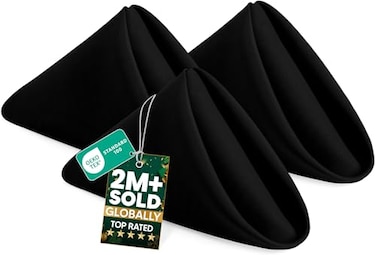 Utopia Home Black Cloth Napkins 12 Pack 20x20 Inches Ideal Dinner Napkins for Party Wedding and LunchDinner