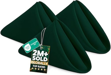 Utopia Home Hunter Green Cloth Napkins 12 Pack 20x20 Inches Ideal Dinner Napkins for Party Wedding and LunchDinner