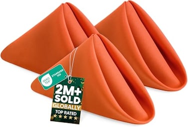 Utopia Home Orange Cloth Napkins 12 Pack 18x18 Inches Ideal Dinner Napkins for Halloween Thanksgiving Party Wedding and LunchDinner