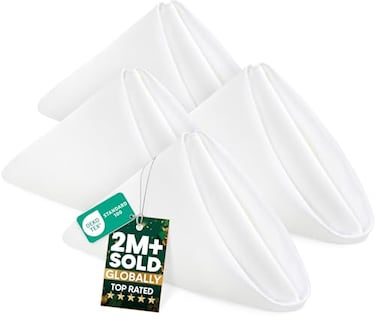 Utopia Home 24 Pack White Cloth Napkins 20x20 Inches 100 Polyester Dinner Napkins with Hemmed Edges Washable Napkins Ideal for Parties Weddings and Dinners