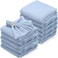 Buryeah 48 Pcs Cotton Linen Cloth Napkins with Fringe 165 x 165 Inch Square Rustic Dinner Linen Napkins Bulk for Wedding Party Banquet DinnerDusty Blue