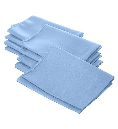 LA Linen 10Pack Poly Poplin Napkin Soft Cloth Napkins Washable Reusable Napkins Stain and Wrinkle Resistance Table Napkins for Dinner Wedding Parties 18 by 18Inch Blue Light