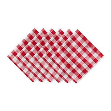DII Checkered Tabletop Collection 100 Cotton Machine Washable Napkin Set 20x20 Red 6 Piece