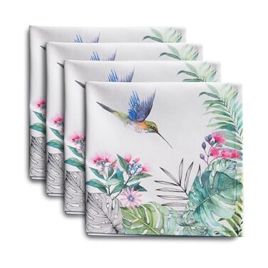 Maison d' Maison d Hermine 100 Cotton Cloth Napkins Set of 4 Everyday Reusable Square Napkins Cloth Washable Dinner Party Wedding Restaurant Hotel Kitchen Spring Summer Tropiques 20 x 20