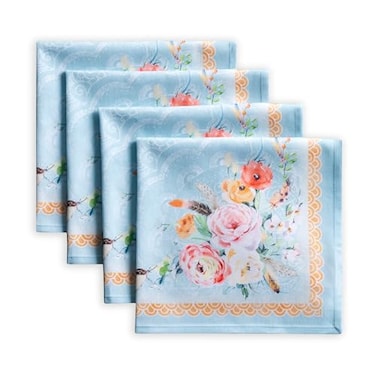 Maison d' Maison d Hermine 100 Cotton Cloth Napkins Set of 4 Everyday Reusable Square Napkins Cloth Washable Dinner Party Wedding Restaurant Hotel Kitchen Spring Summer Ibiza Blue 20 x 20