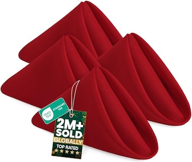 Utopia Home 24 Pack Red Cloth Napkins 17x17 Inches 100 Polyester Hemmed Edges Washable and Reusable Ideal for Parties Weddings and Dinners