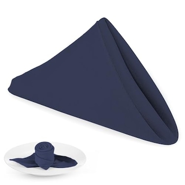 PLOYMONO Navy Blue Heavy Duty Polyester Napkins 17 x 17 Inch Solid Washable Cloth Dinner Napkins Set of 8 Napkins with Hemmed Edges Great for Weddings Parties Banquets Dinner More