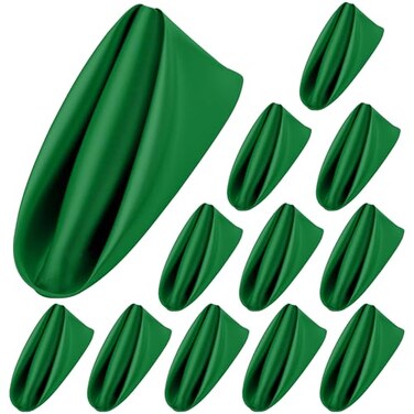 Aneco ANECO 12 Pieces Satin Napkins Soft Dinner Napkins Square Table Napkins 17 x 17 Inches for Restaurant Weddings Party Dinner DecorationForest Green