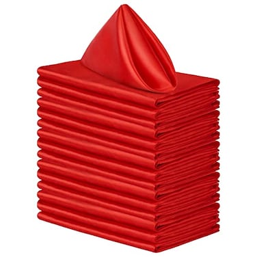 Aneco ANECO 16 Pack Square Satin Napkin Bright Silk Table Napkin Soft Smooth Fabric Table Napkin for Wedding Banquet Party Decoration Red 20 x 20 Inch