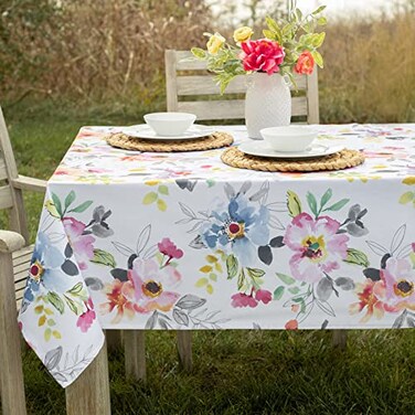 Benson Mills Spillproof SpringSummer Durable Heavyweight Fabric Indoor Outdoor Tablecloth Washable Table Cloth for Rectangle Tables PicnicPatio Table Covers 60 x 84 Rectangular Harper