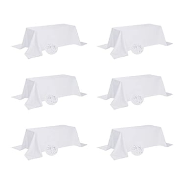 Fokitut 6 Pack Waterproof Rectangle Tablecloth 90x156 InchStain Resistant and Wrinkle Polyester Table Cloth Fabric Table Cover for Kitchen Dining Wedding Party Holiday DinnerWhite