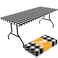 Smiry Picnic Table Cloth 2 Pack Waterproof Elastic Fitted Tablecloths for 6FT Rectangle Tables Washable Polyester Buffalo Plaid Tablecloth for Camping Dining Outdoor Black White 30 x 72