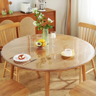 Warmstar Round Clear Table Protector 29Inch 2mm Thick PVC Tablecloth for Dining Coffee Tables