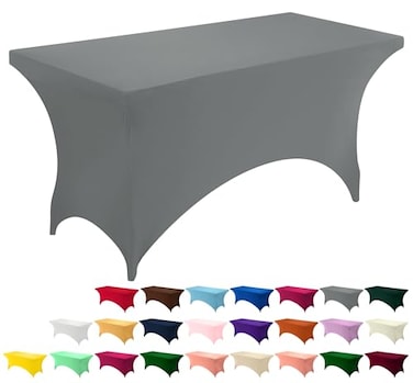 Utopia Kitchen Spandex Tablecloth 1 Pack 6FT Grey Tight Fitted Washable and Wrinkle Resistant Stretch Rectangular Patio Table Cover for Event Wedding Banquet Parties 72Lx30Wx30H Inch