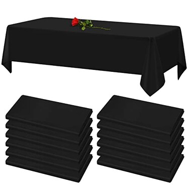 YMHPRIDE 12 Pack Black Tablecloths for Rectangle Tables Stain and Wrinkle Resistant Washable Polyester Tablecloth 60 x 102 Inch Table Cloth Rectangle Table 6 Foot Rectangle Table Cloth for Wedding Par