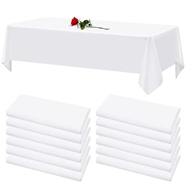 YMHPRIDE 12 Pack White Tablecloths for Rectangle Tables Stain and Wrinkle Resistant Washable Polyester Tablecloth 60 x 102 Inch Table Cloth Rectangle Table 6 Foot Rectangle Table Cloth for Wedding Par