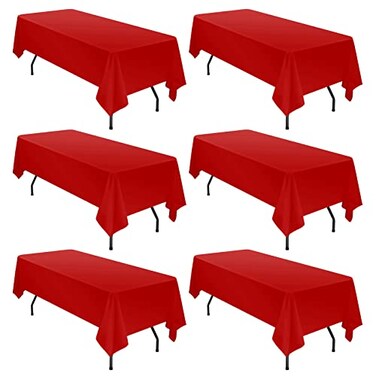 YMHPRIDE 6 Pack Tablecloth 60 x102 inch Polyester Table Cloth for 6 Foot Rectangle TablesStain and Wrinkle Resistant Washable Fabric Table Covers Polyester Red Tablecloths for WeddingPartyBanquet