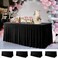 Your Magic Moment Black Tablecloth 4 PC Set 6 FT Rectangle Table Cover Set for 6 Foot Tables Black Spandex Table Skirts Party Anniversary Catering